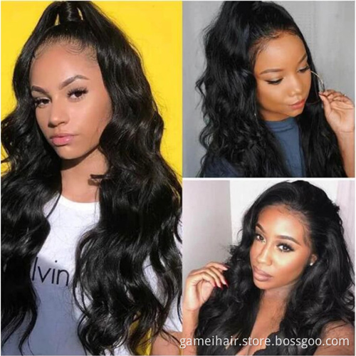 1B  Natural Color Pre Plucked Human Hair Lace Closure Front Wig 100% Unprocessed Virgin Lace Closure Brazilian Wigs Body Wave